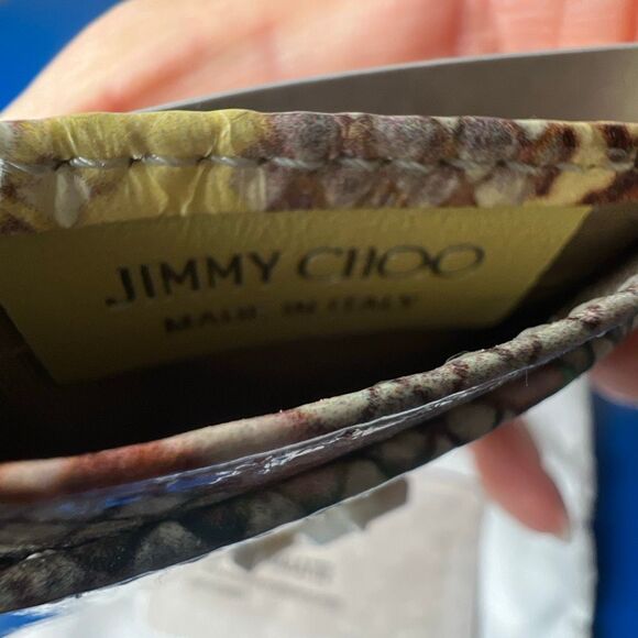 NWT Jimmy Choo Umika Sunrise Mix Glossy Rainbow Elaphe Card Holder With Jc Emble - Picture 9 of 15